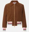 Thom Browne Cropped Flight Jacket Corduroy Texture In Brown