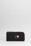 Thom Browne Half-zip Grained Leather Wallet In Black
