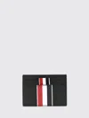 Thom Browne Black Calfskin Cardholder Accessory In Black