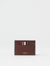 Thom Browne Compact Dark Brown Calfskin Credit Card Holder Men In Leather