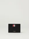 Thom Browne Black Leather Card Holder In Black