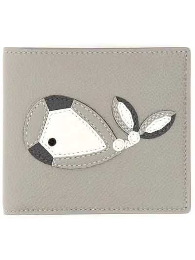 Thom Browne Wallet With Whale Application In Gray
