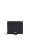 Thom Browne Women Leather Card Holder With Removable Shoulder Strap In Black