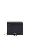 Thom Browne Leather Card Holder With Removable Shoulder Strap In Black