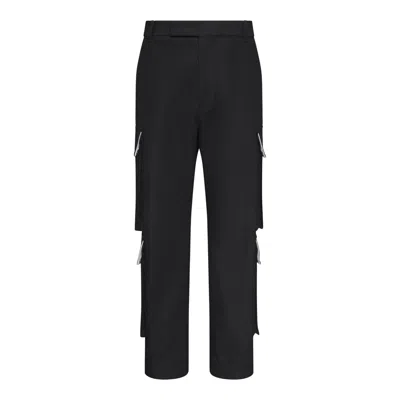 Thom Browne Washed Cotton Utility Chino Cargo Trouser Men In Black