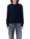 Thom Browne Wool Piqué Crewneck Pullover In Navy