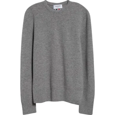 Thom Browne Washed Wool Piqué Sweater In Light Grey