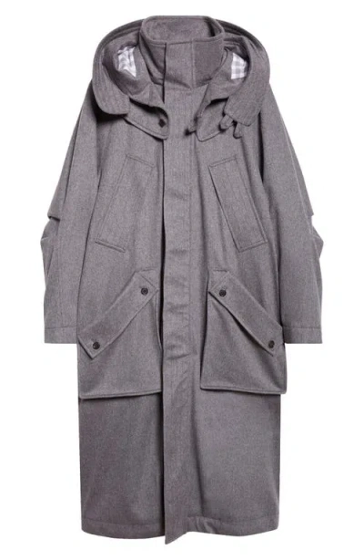 THOM BROWNE THOM BROWNE WATERPROOF CASHMERE PARKA WITH REMOVABLE HOOD