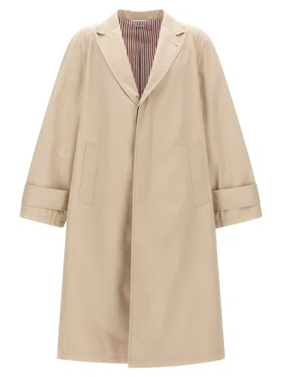 Thom Browne Water-repellent Cotton Trench Coat In Beige