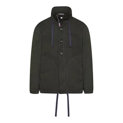 Thom Browne Waxed Tech Hooded Anorak Jacket Men In Green