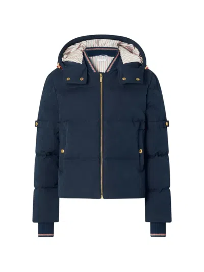 Thom Browne Waxed-tech Down Jacket In Blue