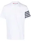 THOM BROWNE WHITE 4-BAR COTTON POLO SHIRT