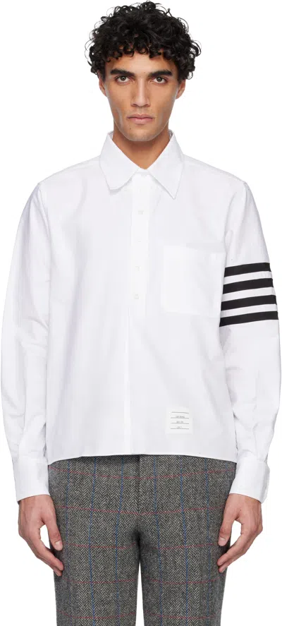 Thom Browne Button-down Collar Striped Cotton Oxford Half-placket Shirt In Multi