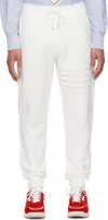 Thom Browne White 4-bar Reverse Loopback Lounge Pants In 100 White