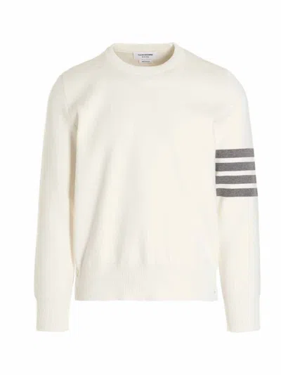 THOM BROWNE WHITE 4 BAR SWEATER
