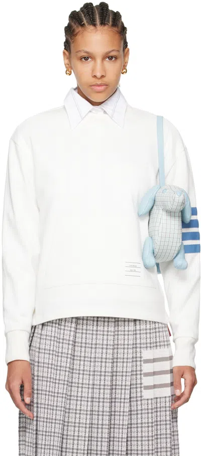 Thom Browne White 4-bar Sweatshirt In 113 Natural White