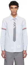 Thom Browne White & Blue Madras Cotton Armband Shirt In 480 Light Blue
