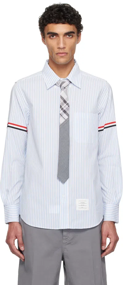 Thom Browne White & Blue Madras Cotton Armband Shirt In 480 Light Blue