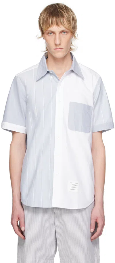 Thom Browne White & Blue Stripe Shirt In 415 Navy