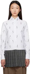 Thom Browne Geese Embroidered Stripe Button-down Shirt In Multi