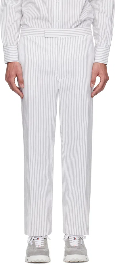 Thom Browne White & Gray Low Rise Backstrap Trousers In 035 Med Grey