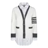 Thom Browne White And Grey Cotton Sweaters In White