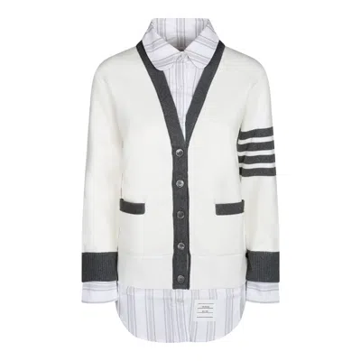 Thom Browne White And Grey Cotton Sweaters