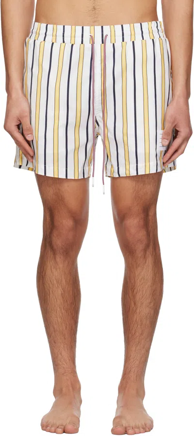 Thom Browne Striped Drawstring Swim Shorts In White