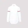 Thom Browne Cotton Shirt With Chest Pocket And Cuffed Sleeves In White
