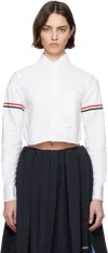Thom Browne White Armband Cropped Round Collar Shirt In White