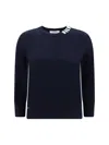 Thom Browne Crew Neck Sweater With White Bands In Navy