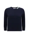Thom Browne Crew Neck Sweater With White Bands In Navy