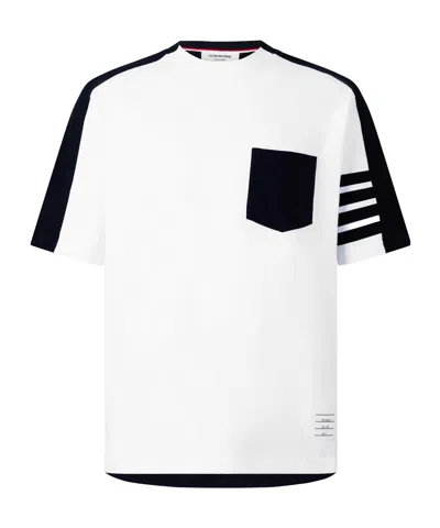 Thom Browne White Body With Black Sleeves Crewneck Tee