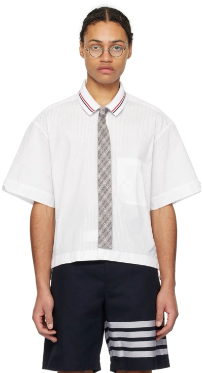 Thom Browne White Button Placket Shirt In 100 White
