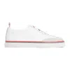 THOM BROWNE WHITE CALF LEATHER LO-TOP TRAINER