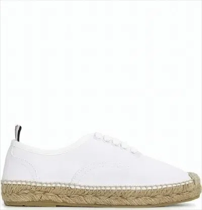 Thom Browne White Canvas Sneakers With Jute-wrapped Sole And Tricolor Accents