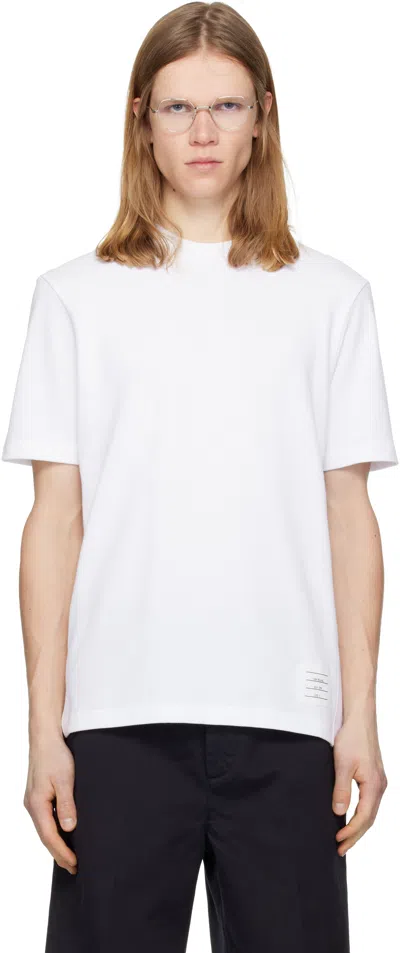 Thom Browne White Classic Pique 4-bar T-shirt In Neutral
