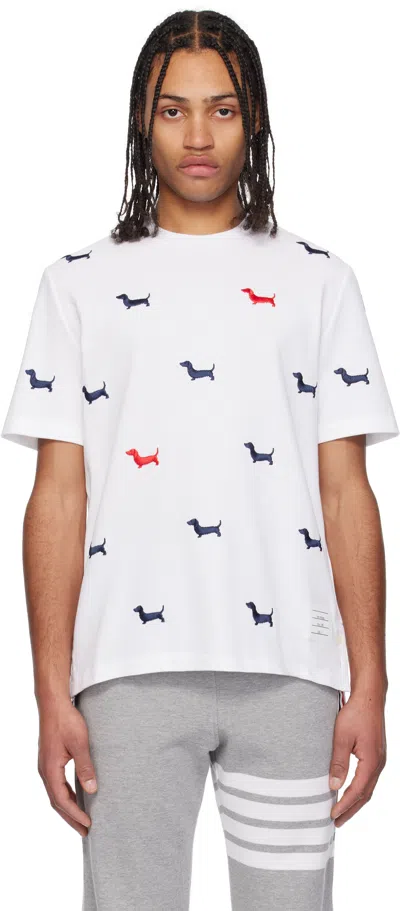Thom Browne White Classic Pique Hector Short Sleeve T-shirt In 100 White