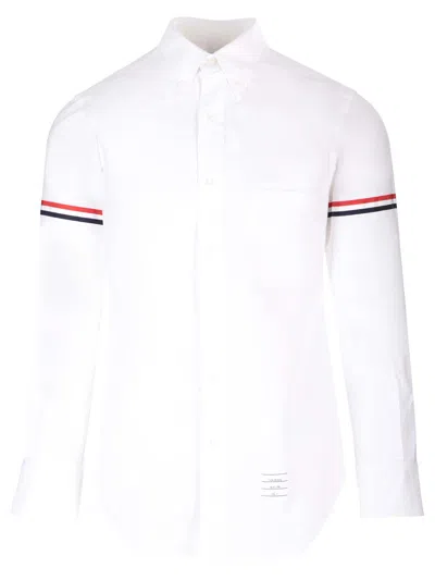 Thom Browne White Oxford Striped Grosgrain Armband Classic Shirt