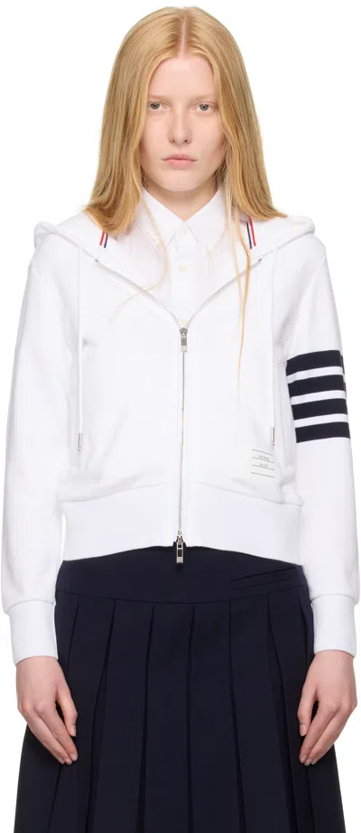 Thom Browne White Classic Zip Up Hoodie