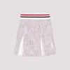 Thom Browne White Cotton Box Pleated Mini Skirt In Purple