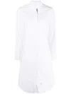 Thom Browne Long-sleeved Mini Shirt Dress In White