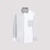 THOM BROWNE WHITE COTTON FUNMIX OVERSIZED LONG SLEEVE SHIRT