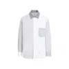 Thom Browne White Cotton Funmix Oversized Long Sleeve Shirt In White