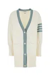 THOM BROWNE WHITE COTTON OVERSIZE CARDIGAN