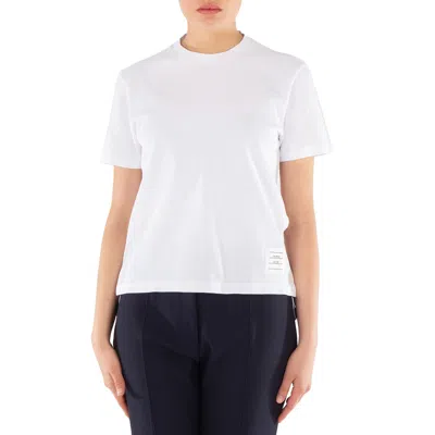 Thom Browne White Cotton Pique Classic Stripe T-shirt In Multi