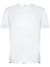 THOM BROWNE WHITE COTTON PIQUE T-SHIRT