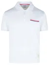 Thom Browne Rwb Trim Jersey Polo Short In White