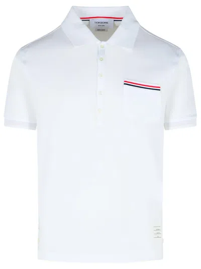 Thom Browne White Cotton Polo Shirt
