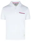 Thom Browne White Cotton Polo Shirt With Tricolor Detailing In White